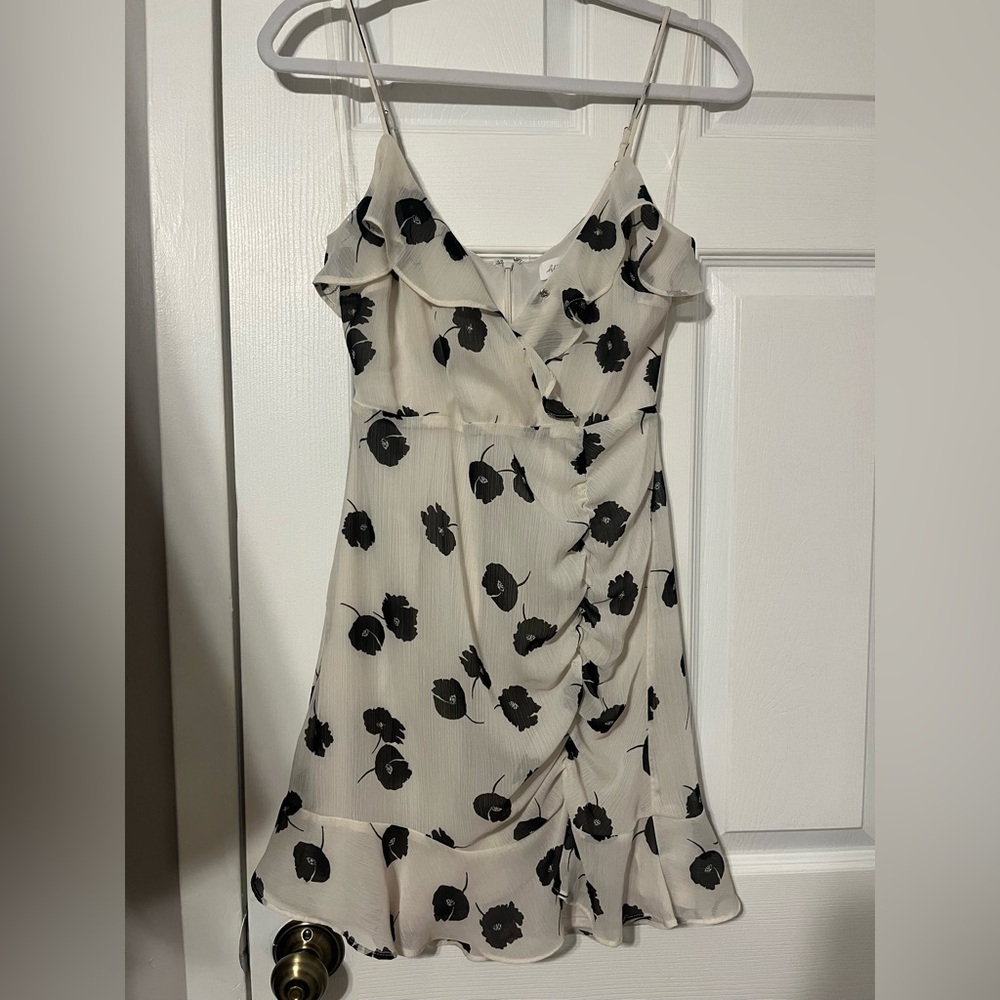 Black and off-White Floral Mini Dress